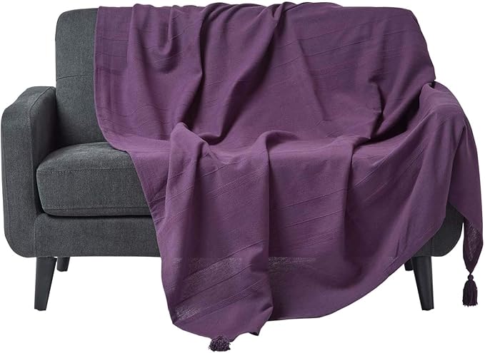 Homescapes Tagesdecke Rajput, lila, Wohndecke aus 100% Baumwolle, 150 x 200 cm, Sofaüberwurf ...