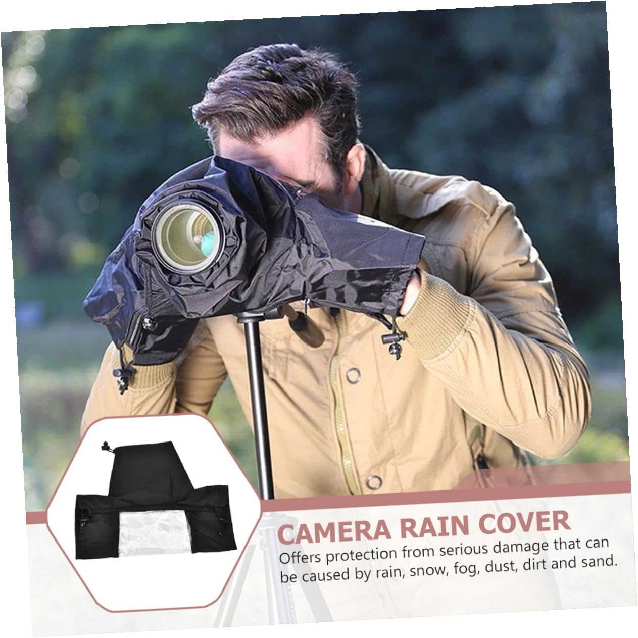 Waterproof Rain Cover for DSLR Camera with Dust Protection, Outdoor Photography Accessory for Hunting and Birdwatching, Compatible with Telephoto Lenses, 1pcs