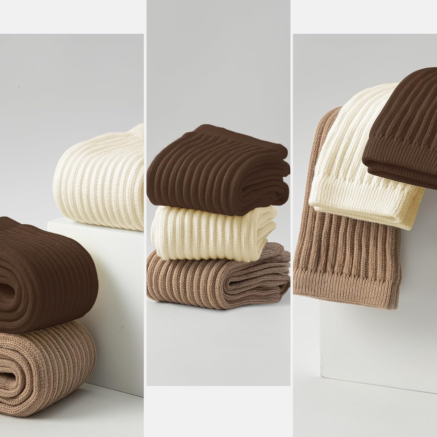 3 Pairs Slouchy Socks, Knee High Long Scrunch Socks, Size 5-9 - Image 5