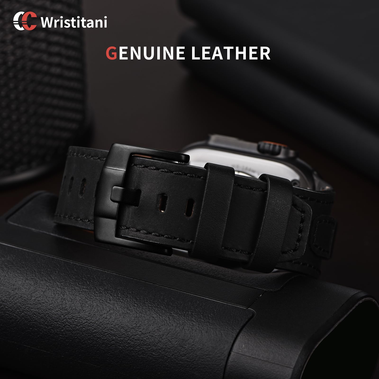 Wristitani Cinturini Pelle Compatibile con Apple Watch 49mm 46mm 45mm 44mm 42mm per Uomo, in Vera Pelle con Connettore Metallo Cinturino Ricambio per iWatch Ultra2/3 Series 11 10 9 8 7 6 5 4 3
