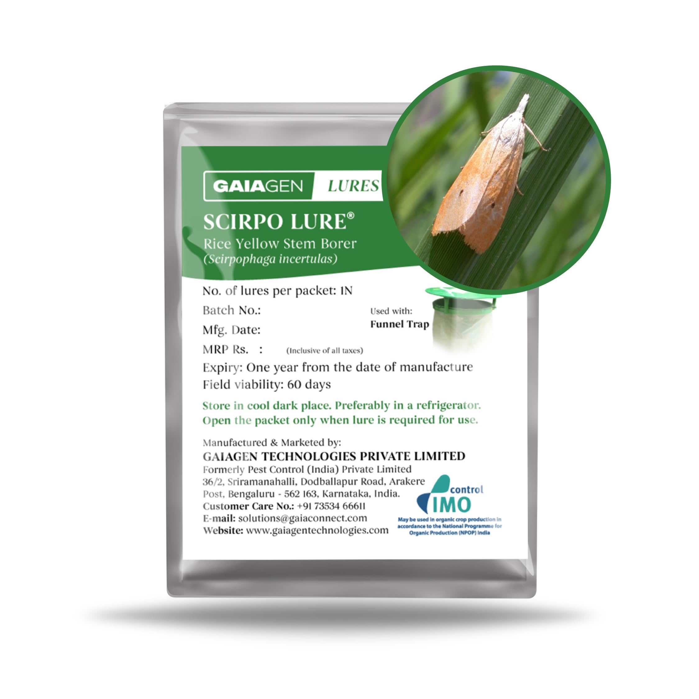 GAIAGEN Scirpo Lure® - Pheromone Lure for Rice Yellow Stem Borer (Scirpophaga incertulas) | Pack of 10 | (Does not Include Traps) (B08CKWP3X8) Amazon Price History, Amazon Price Tracker