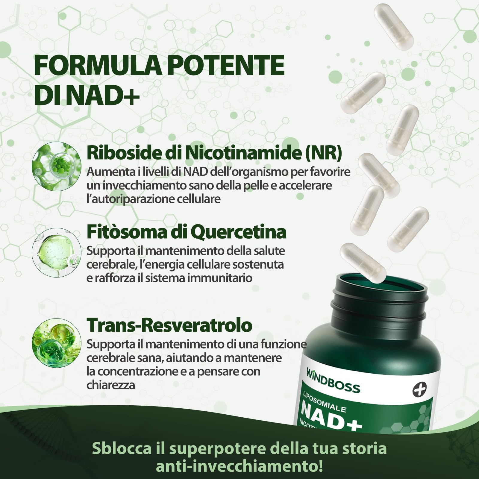 NAD+ Integratore – 900 mg per Dose | Formula Avanzata con Capsule Vegetali | 100 Capsule
