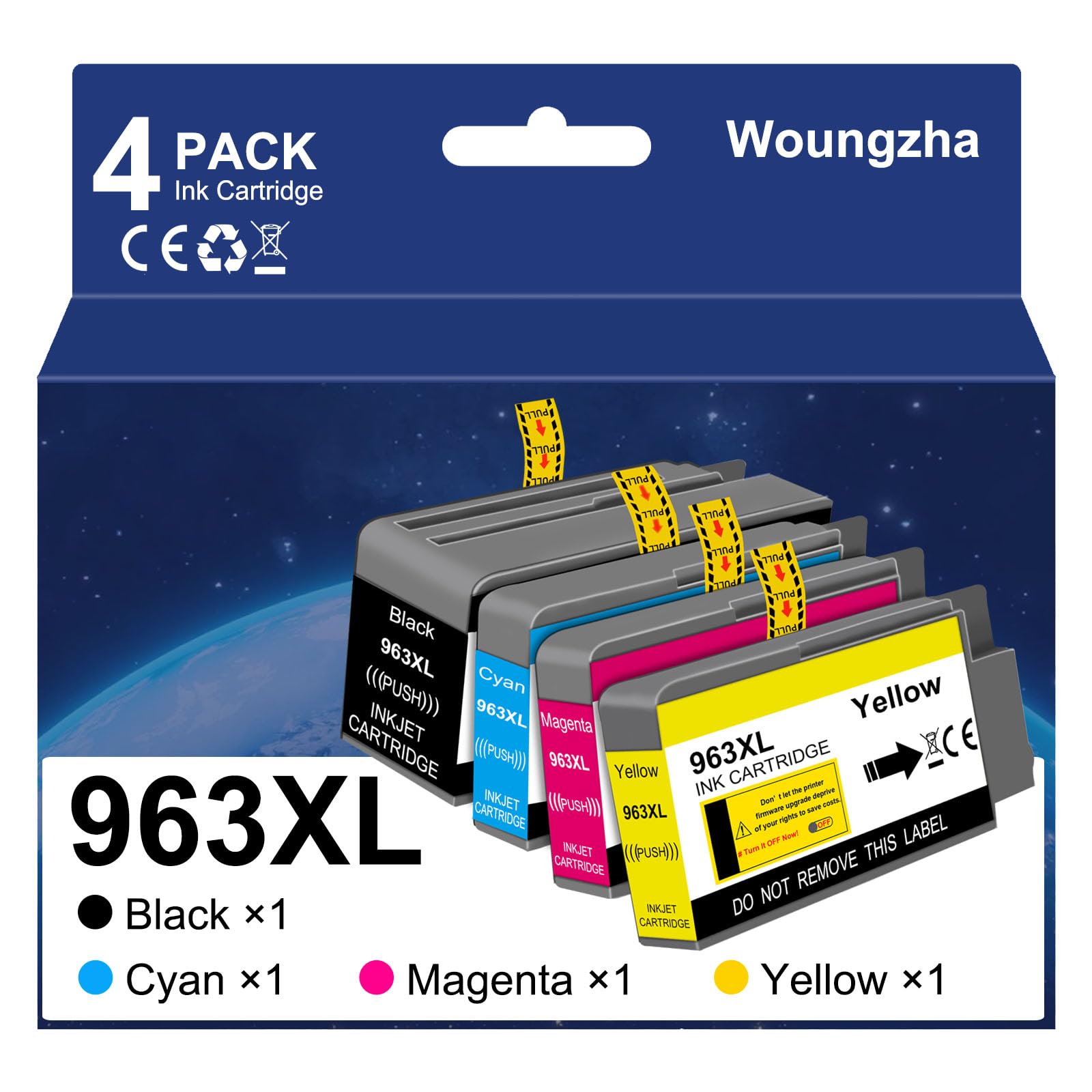 963XL Cartucce d'inchiostro di ricambio per 963 963 XL per OfficeJet Pro 9010 9012 9014 9015 9016 9018 9019 9020 9022 9025 (nero, ciano, magenta, giallo, 4-pack)