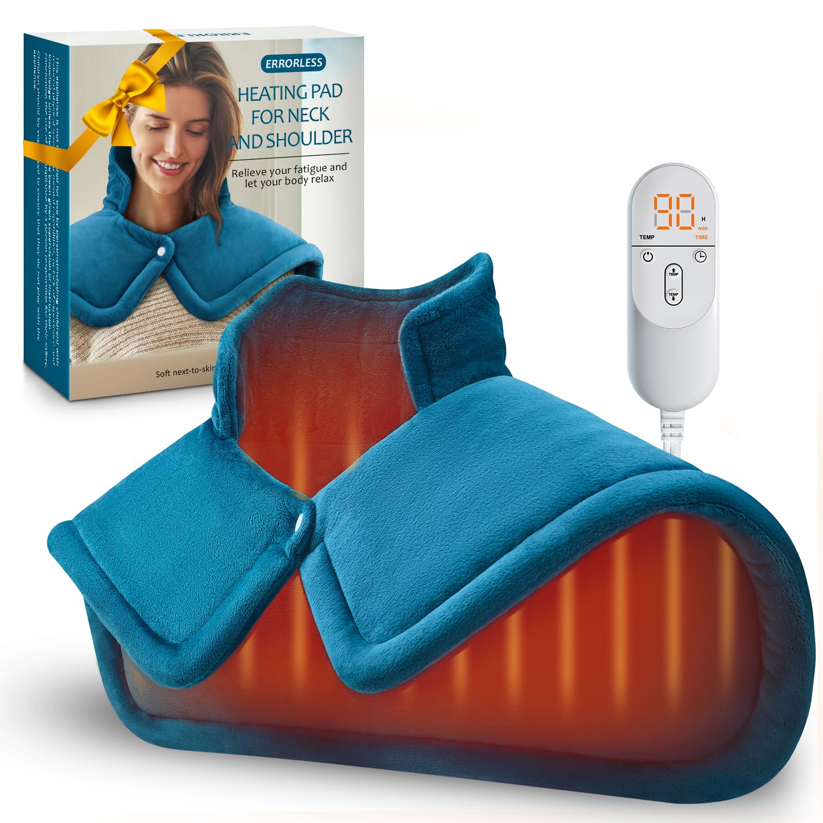 Heating Pad for Neck Shoulders Back, Electric Heat Pads, Weighted Heated Wrap for Daily Relax 6 Heat Settings 4 Auto Timers, Birthday Gifts for Women Men Mom Dad Wife Husband, 17"x23", ETL Certified