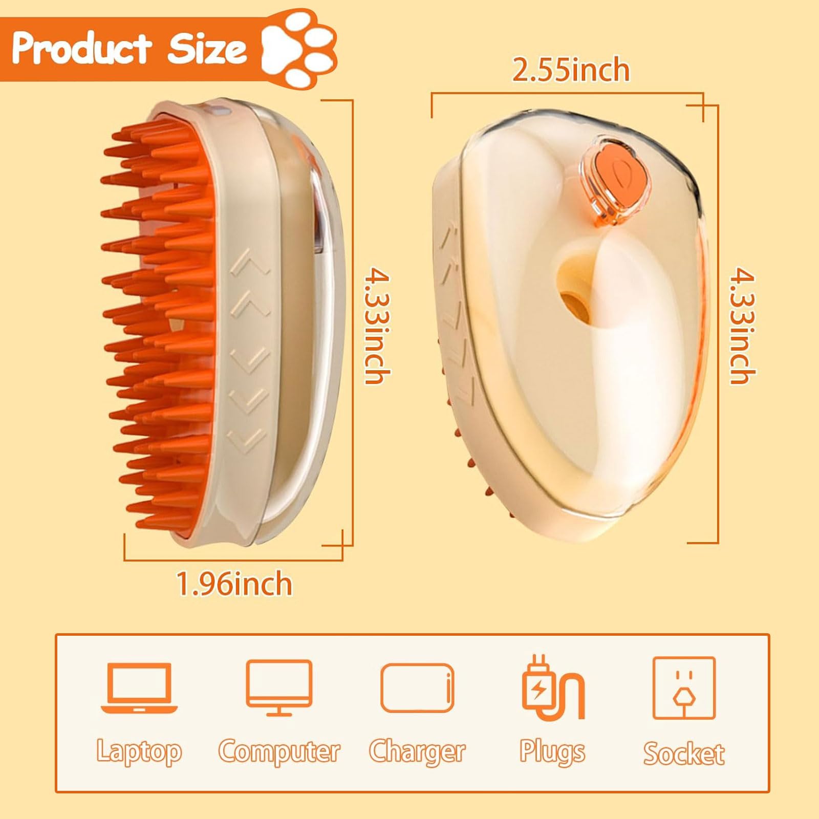 Cat Steam Brush,4 in 1 Cat Grooming Supplies, Portable Pet Hair Removal Tool for Cat and Dog, Self Cleaning Steam Brush for Massage, Clean and Removing Loose Hair (Upgraded version (massage version)) 1