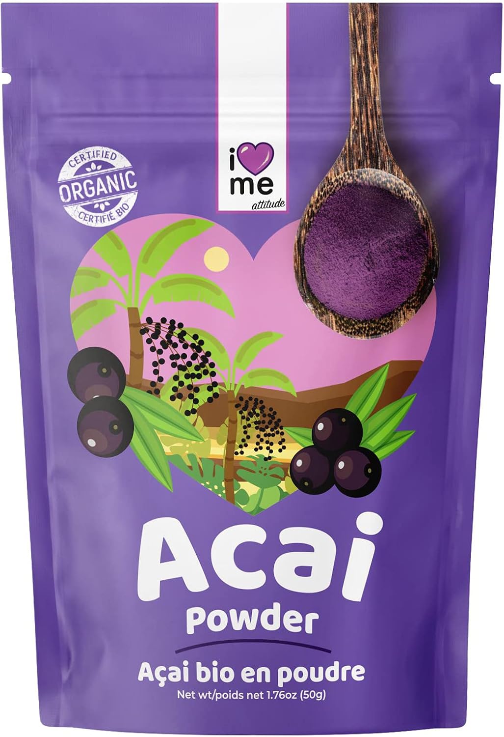 I Love ME | Organic Acai Powder, 50g | Vegan, Non-GMO, Raw, Freeze-Dried, 100% Pure