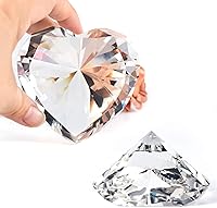 Vista 4 de Peso de papel de diamantes de cristal transparente con caja de regalo, 80 mm de forma de corazón, peso de papel de cristal de diamante real