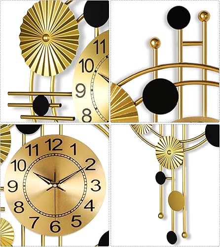 Miniatura 3 de Reloj de pared grande de 30 pulgadas, relojes modernos para sala de estar, diseño geométrico, reloj de pared silencioso, funciona con pilas, para