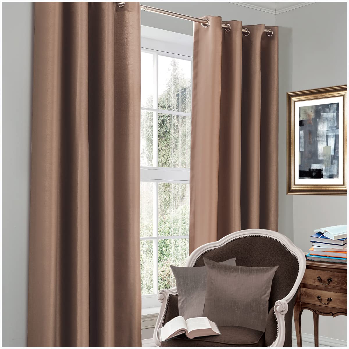GC GAVENO CAVAILIA Blackout Curtains 2 Panels Set,Thermal Insulated Window Treatment, Darkening Curtain for Living Room, Latte, 66X72 Inch