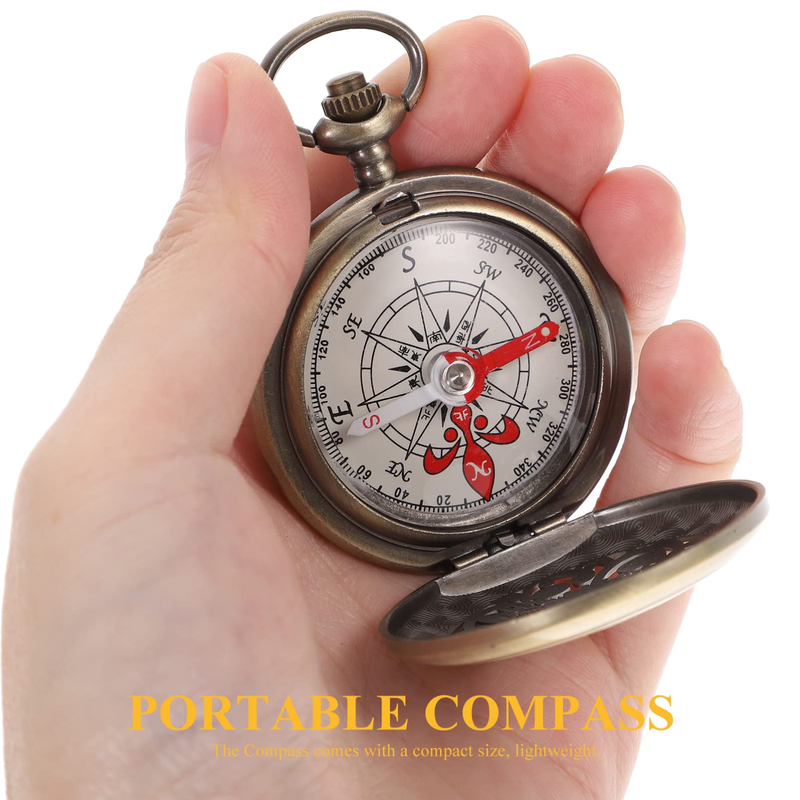 POPETPOP Boussole De Montre De Poche Montre De Poche du Jour De L'indépendance Boussole D'éclaireur Accessoire De Boussole De Montre Clip Boussole Cadran Solaire Golden Acrylique