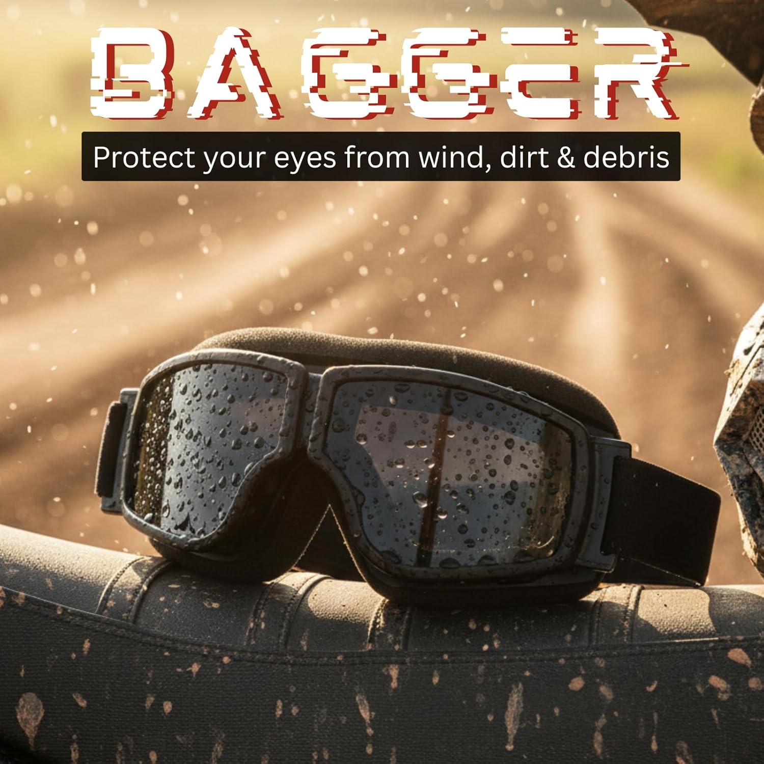 Motorcycle Goggles Over Glasses with Safety Polycarbonate Lenses. Free Extra Large Microfiber Cleaning Case Included. - Image 2