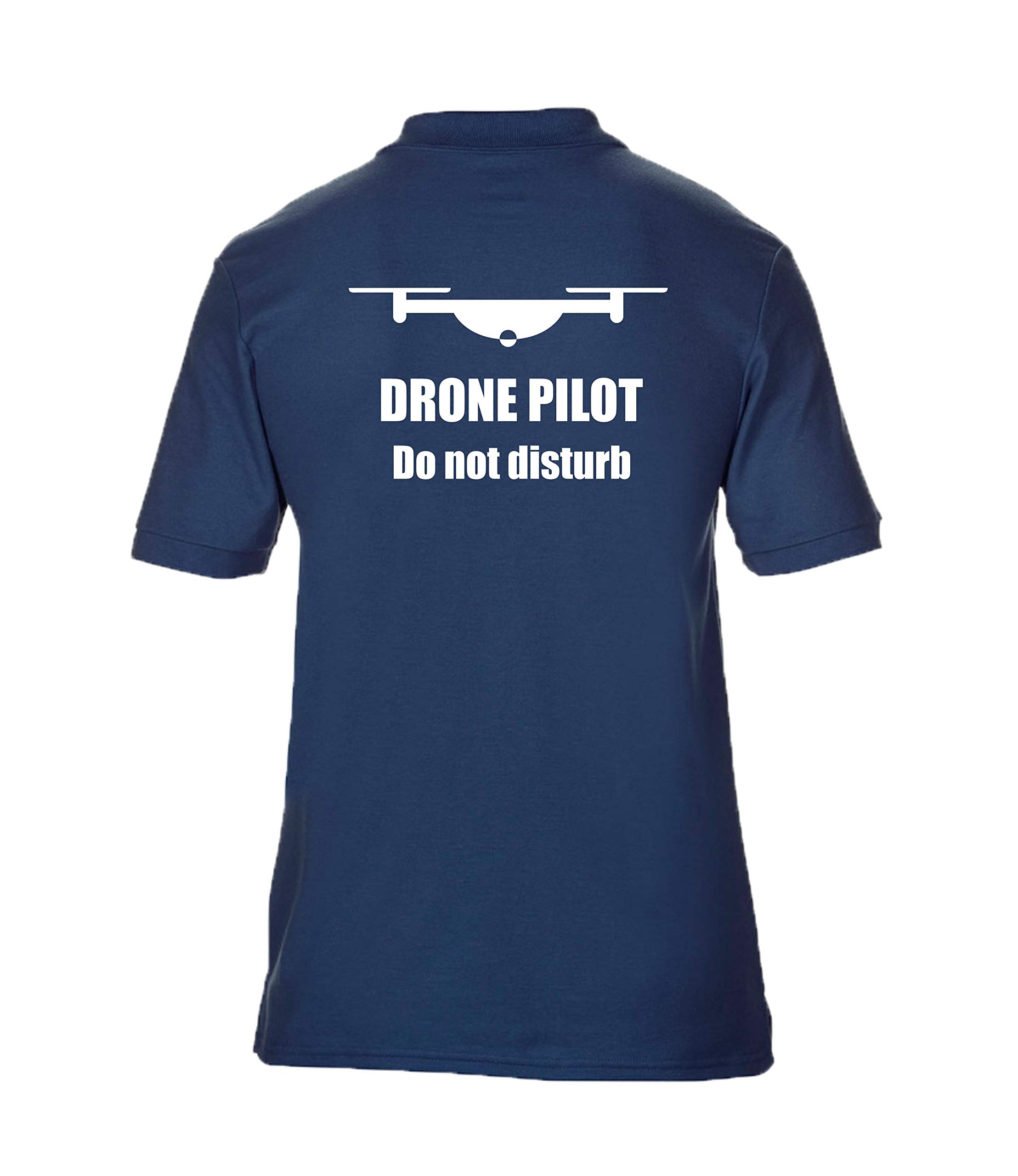 Brook Hi Vis UK Drone Pilot Do Not Disturb Printed Navy Polo Shirt, Aerial Photography, Events, Large