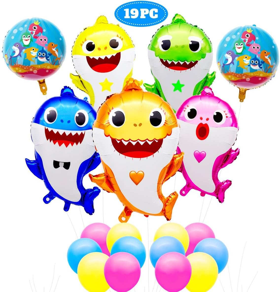 Shark Birthday Decorations, Ocean Theme Party Supplies for 16 Guests, Party Plates and Napkins Set, Tableware, Hanging Swirls, Balloons, Banner, 198pcs - Image 2