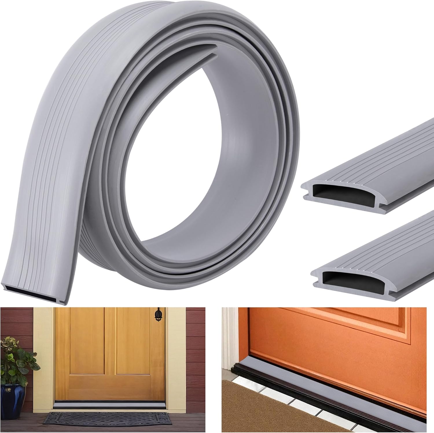 2 Pcs 39 Inch Vinyl Replacement Insert, Cuttable Threshold Seal Insert Replacement, Exterior Door Threshold Seal Strip for Door Weather Stripping Sealing