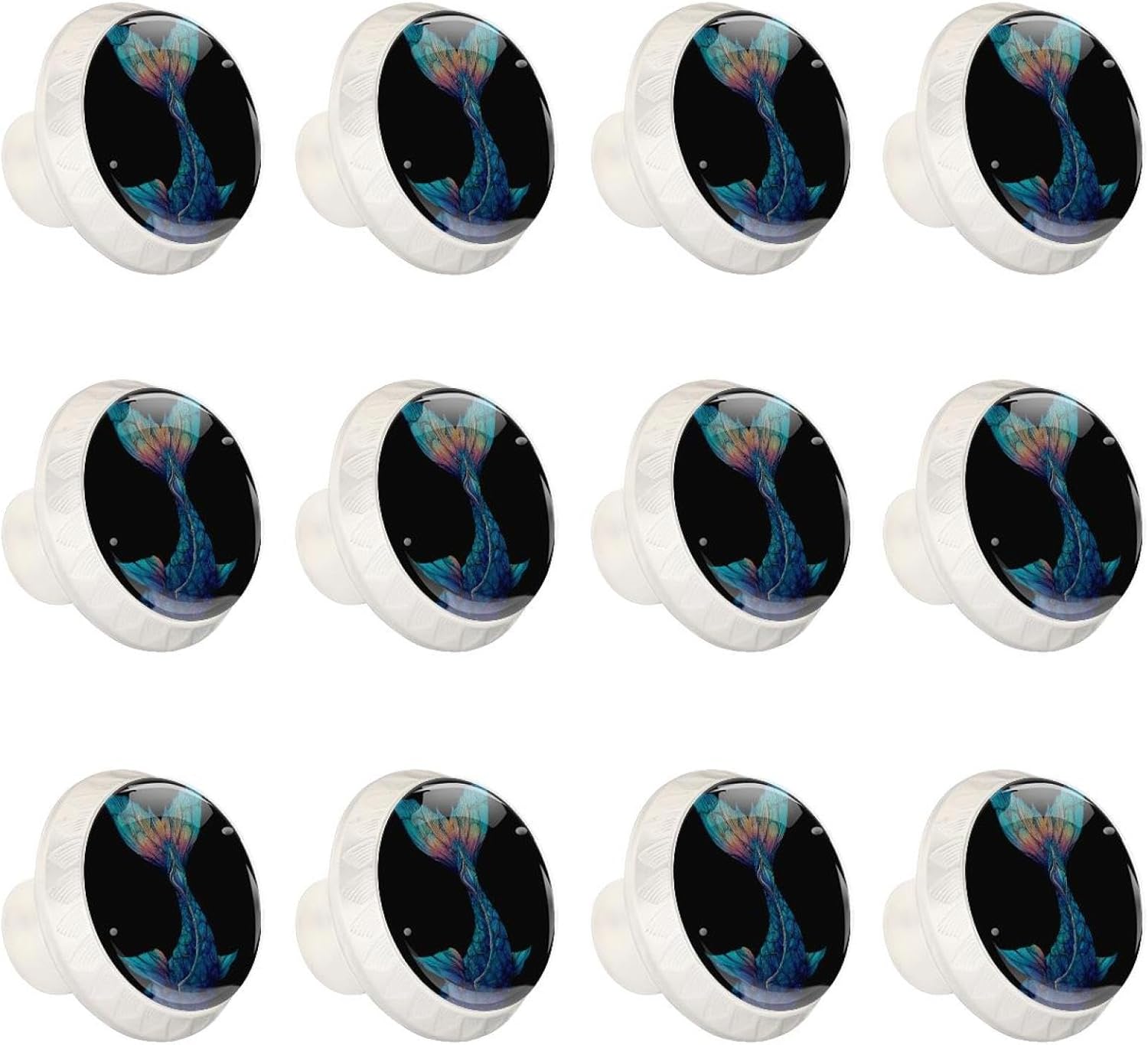 Black Mermaid Tail Vintage Style Cabinet Knobs, Decorative Drawer Pulls for Kitchen Bathroom, Rustic Furniture Hardware