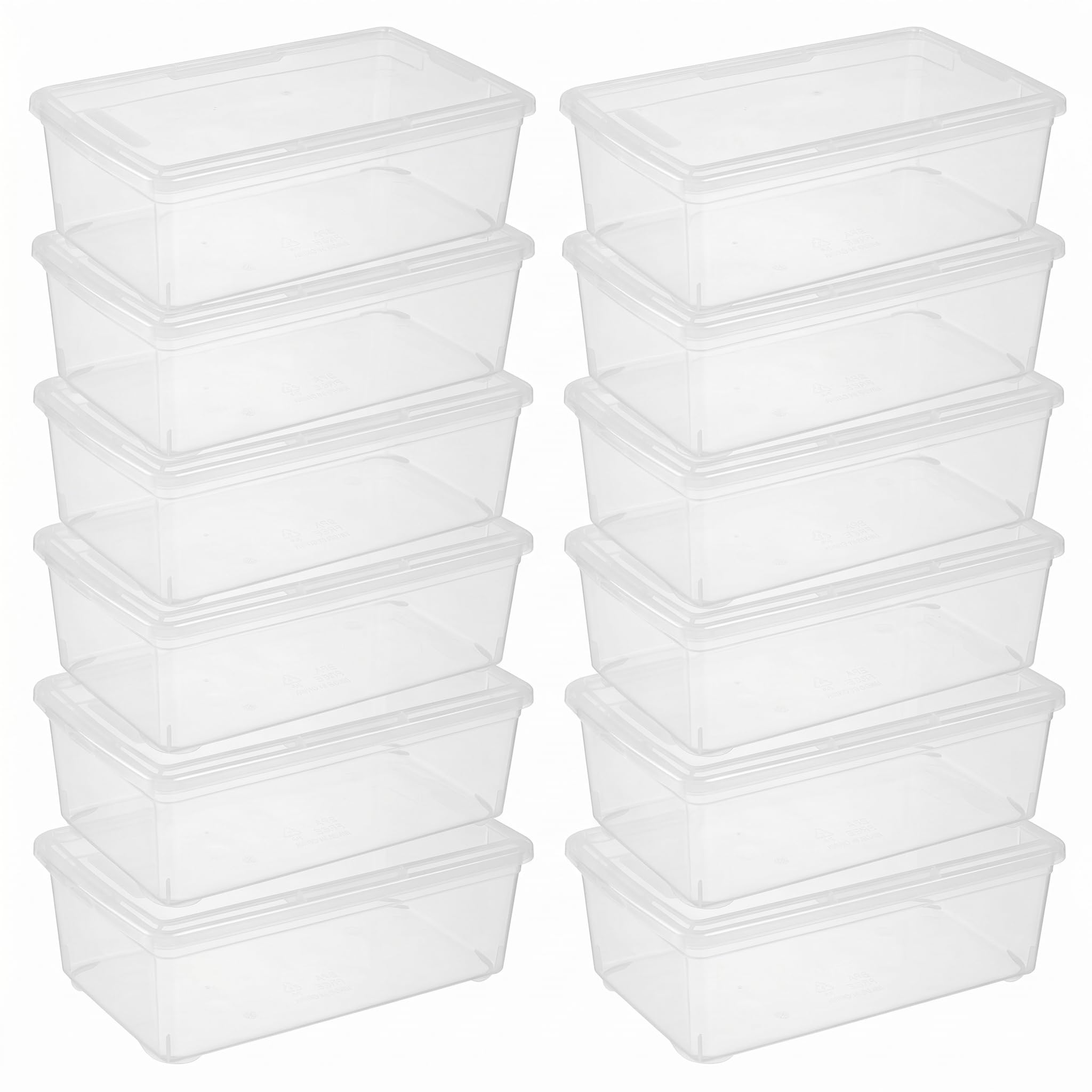 Bacs de rangement empilables 6L novelinks transparents pour maison et bureau Lot de 12