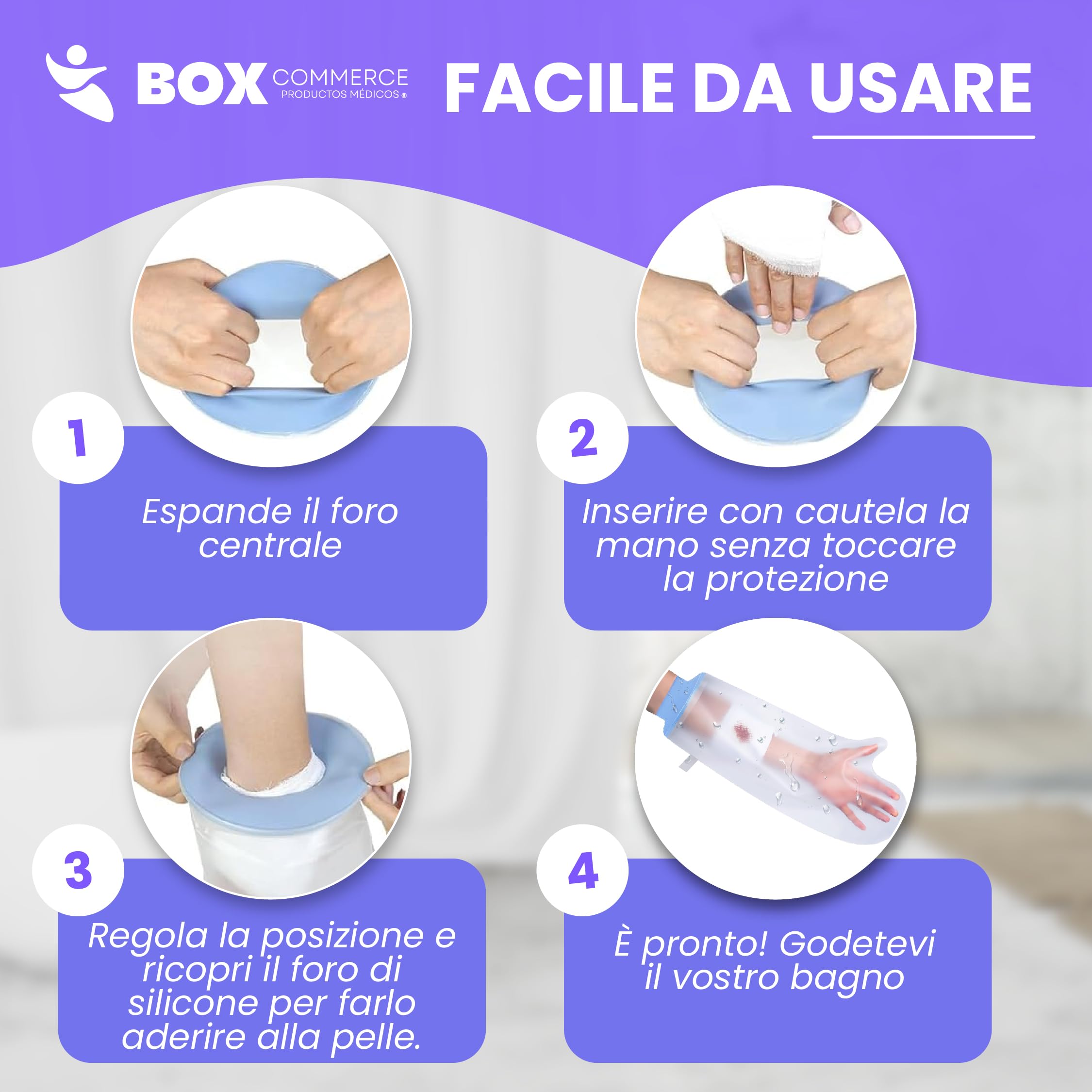 PEPE Mobility Copri Gesso Per Braccio Da Doccia – 60 Cm – Impermeabile E Riutilizzabile – Protezione Adulto Per Bende E Ingessature