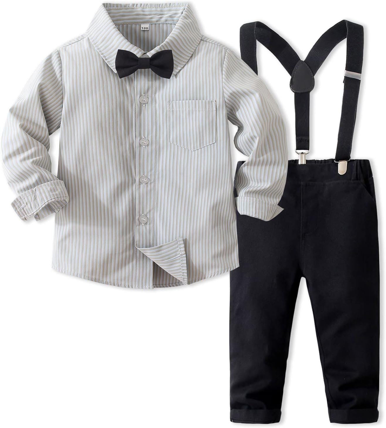 Kimocat Baby Boys Long Sleeve Gentleman Bowtie Outfit Suits Set
