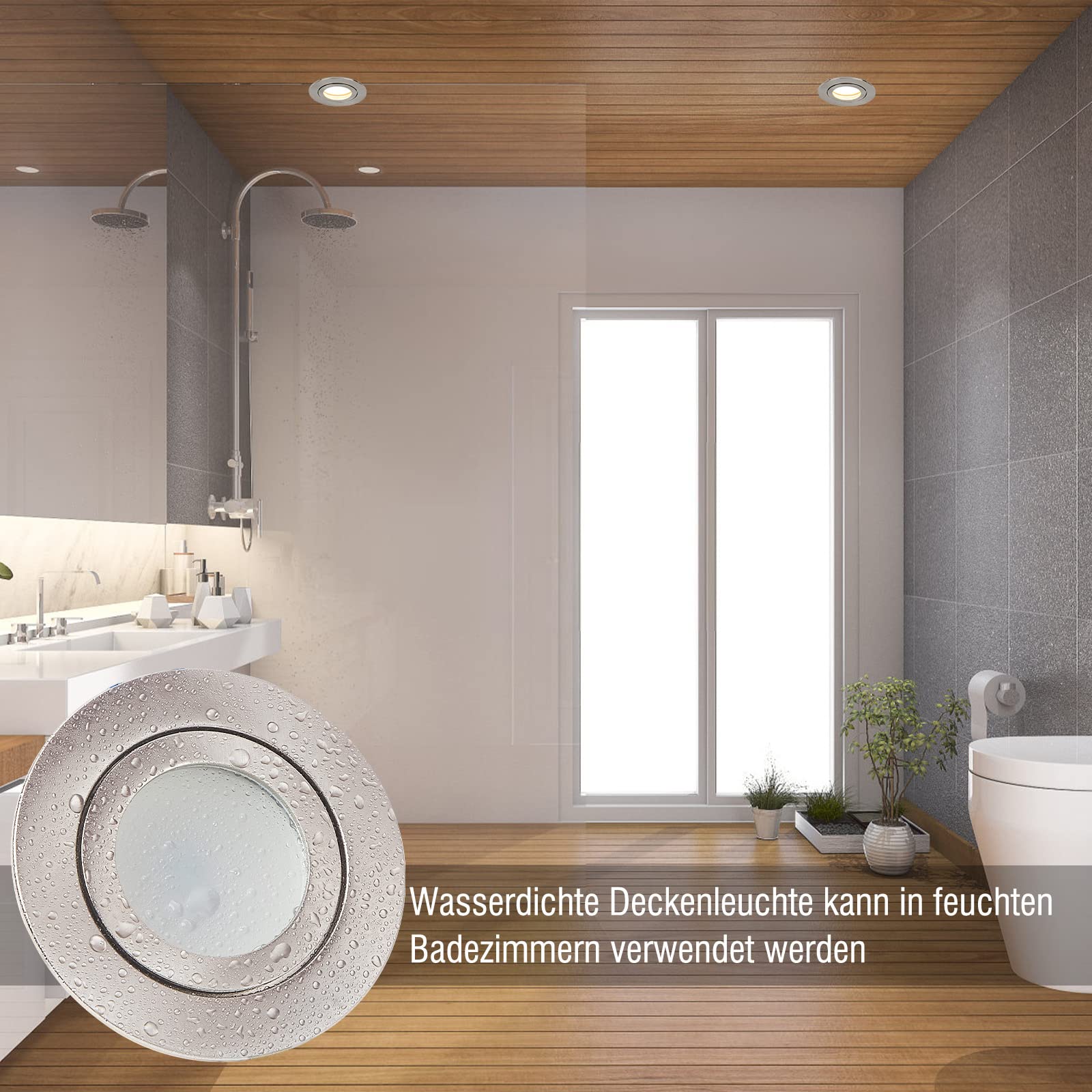 HCFEI Juego de 3 focos LED empotrables redondos, planos, 5 W, intensidad regulable, 230 V, IP44, aptos para baño, cocina, diámetro de 60 – 70 mm, orificio de perforación (plata – blanco neutro)