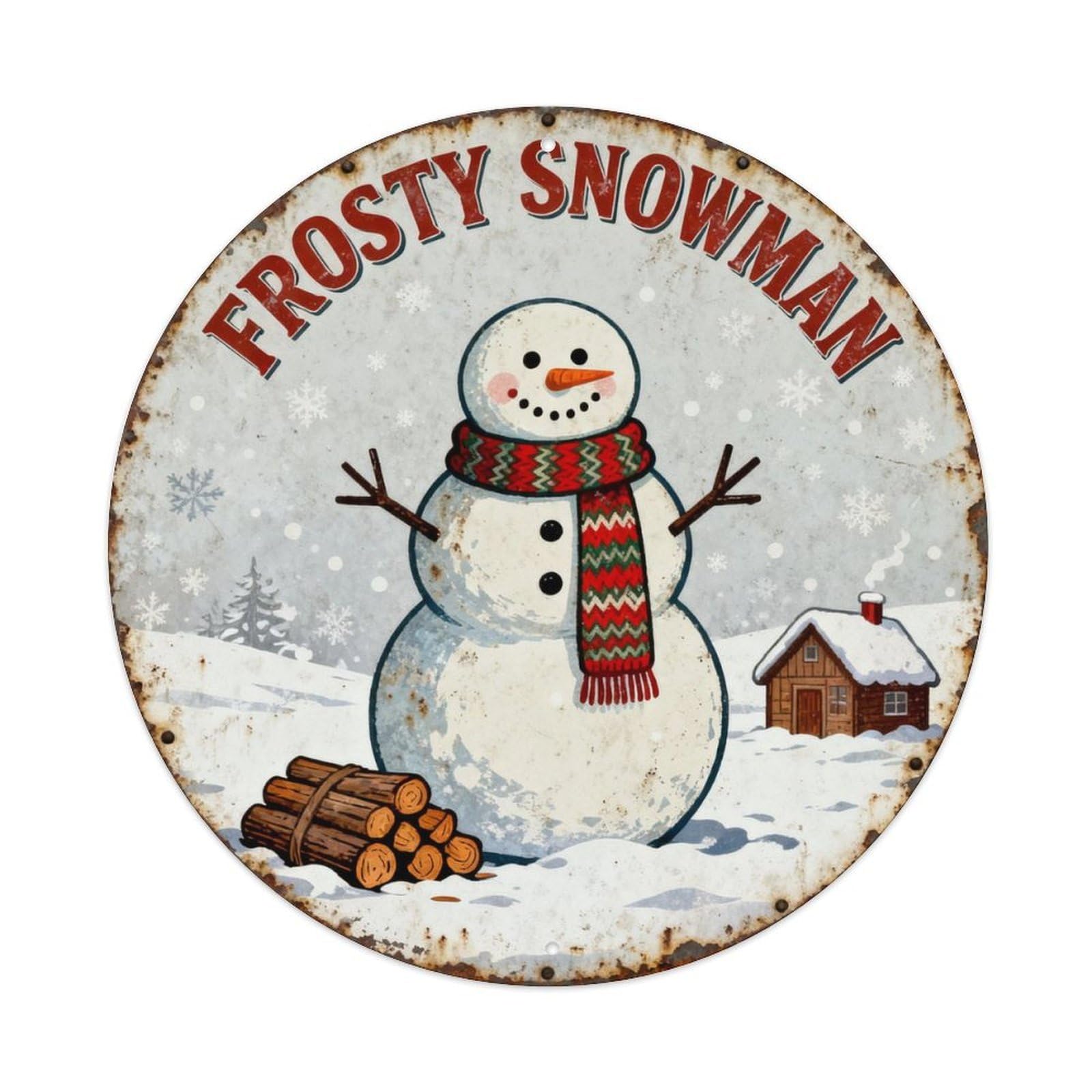 FROSTY SNOWMAN Metal Tin Sign Plaque