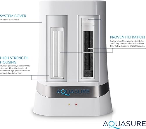 Miniatura 2 de Aquasure Sistema de filtro de agua potable para encimera de la serie Dash con ultrafiltración de 0.1 micrones (blanco)