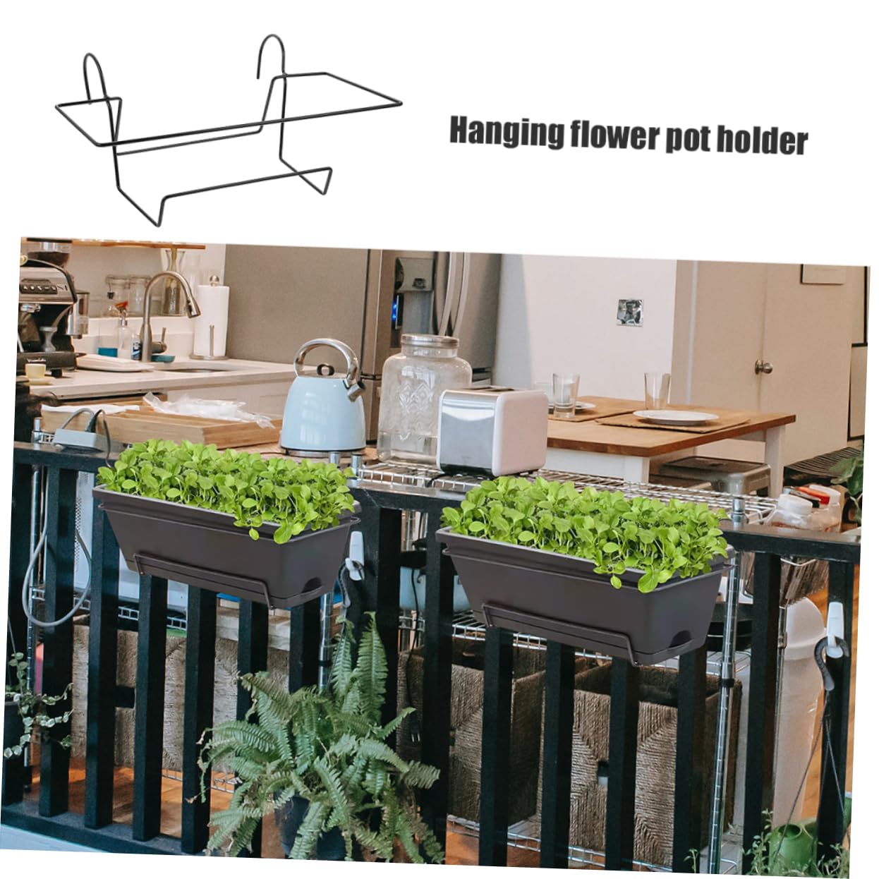 2 staffe per fioriere in ferro nero, ganci per balcone e giardino, per fioriere da 43 cm, decorazione perfetta per esterni e facile installazione per gli amanti delle piante
