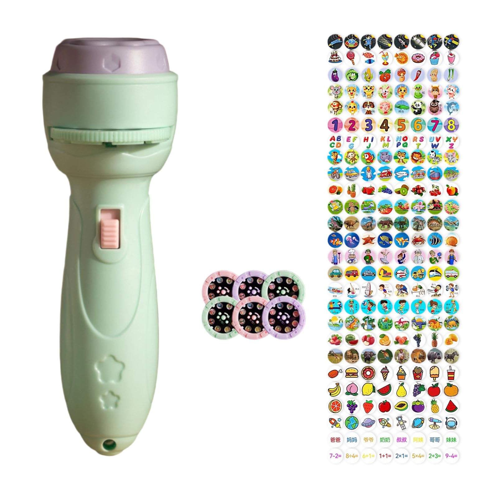Beimus Boys Girls Educational Projector Flashlight Toy with Discs 48 Cartoon Images Baby Puzzle Cartoon Slide Show Toy for Children