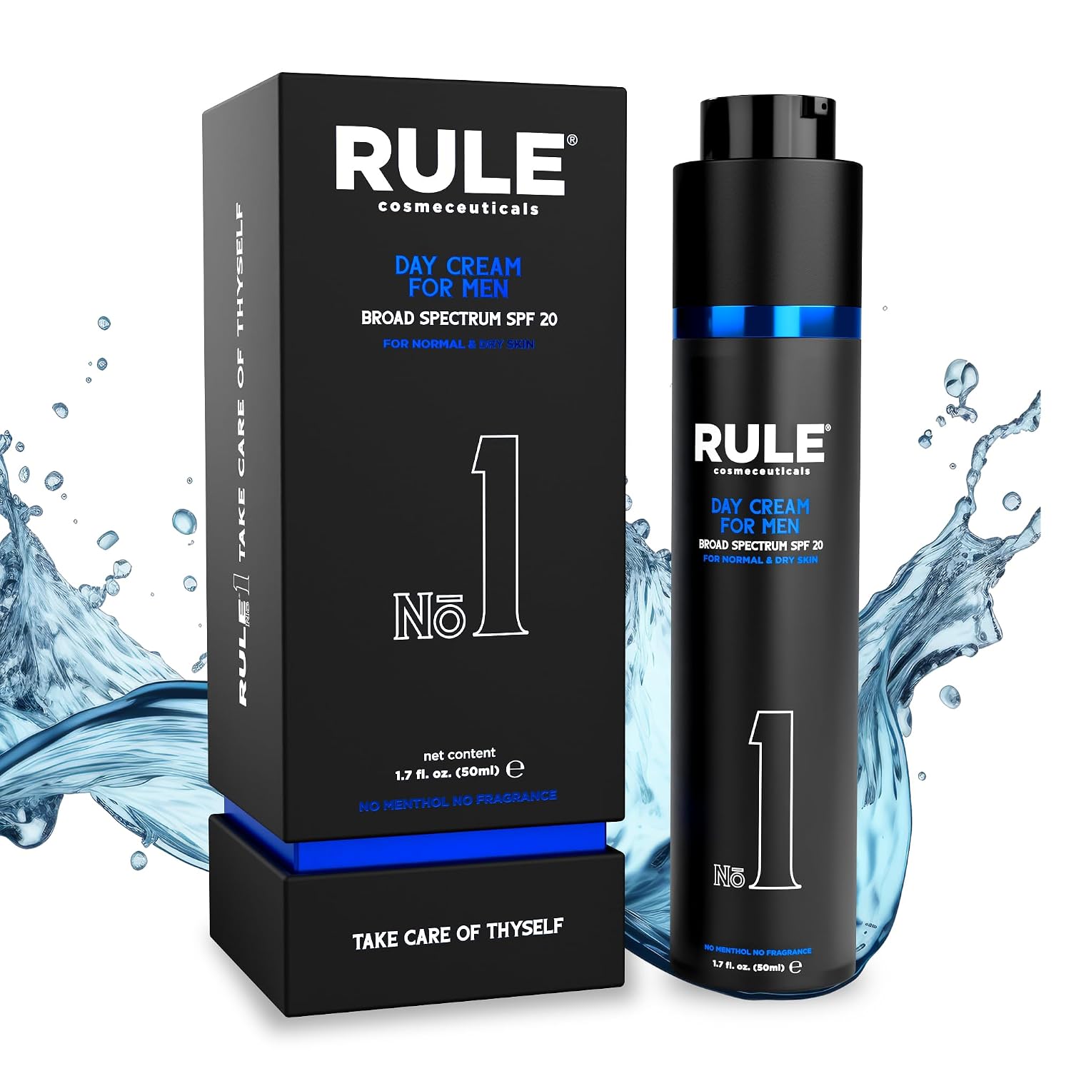 No.1 Day Cream for Men, 10-in-1 Anti-Aging Face Moisturizer to Reduce Wrinkles & Dryness, SPF 20, Collagen, Vitamins B, C & E - Normal & Dry Skin - No Menthol, No Fragrance, 50 mL
