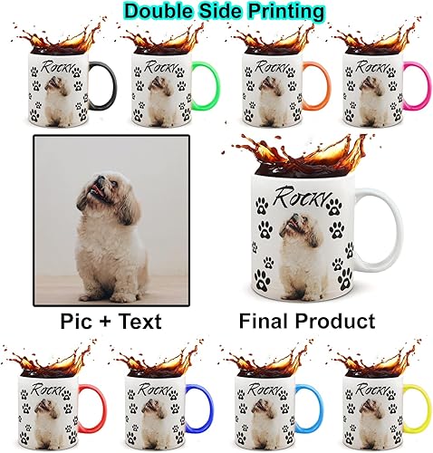 Miniatura 3 de Juego de tazas personalizadas con imagen y nombre tazas personalizadas de porcelana a juego para compromiso de boda, San Valentín, tazas únicas de