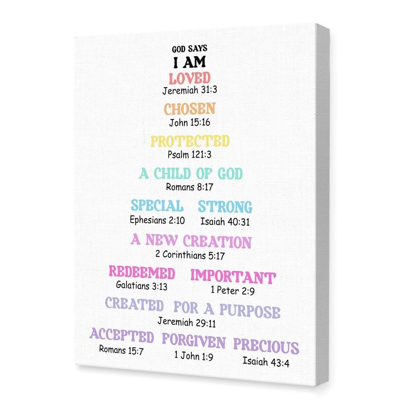 LLBOGRGGN Biblical Affirmations Wall-Art for - Christian “I Am” Statements Print for ‘s Room - Faith Decor for Nursery Bedroom(Framed,12x18inch(30x45cm))