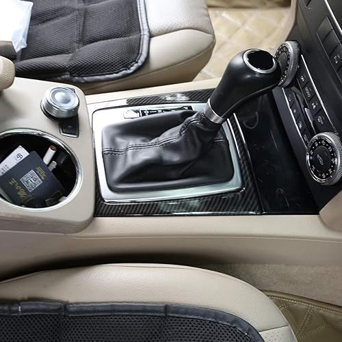 Miniatura 2 de YIWANG Adhesivo decorativo de marco de palanca de cambios de consola central ABS estilo fibra de carbono para Mercedes Benz Clase C W204 C180 C200