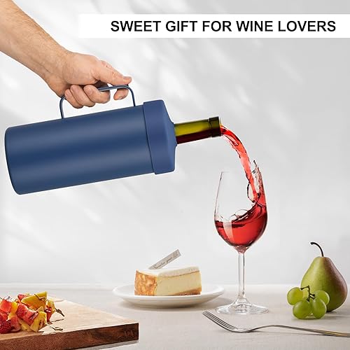Miniatura 6 de MAXSO Cubo enfriador de vino, enfriador portátil de botellas de champán y vino de 25.4 fl oz, mantiene el vino y las bebidas frías, acero inoxidable