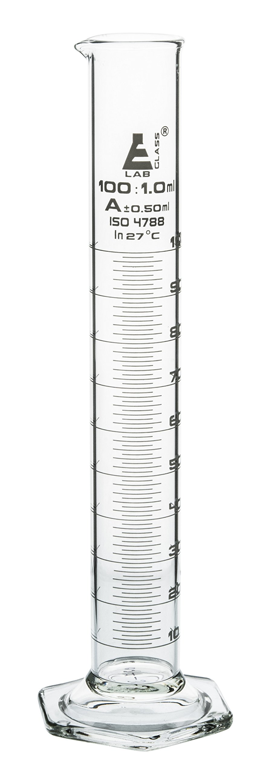 EISCO - Measuring Cylinder, NABL Certified, Hexagonal Base, Class-A, 100 ml, Highest Accuracy with Calibration Certificate, Calibrated in 27 Degrees-image-22