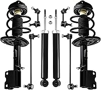 Vista 201 de Detroit Axle - Kit de puntales delanteros para Ford 2000-2004 Focus 2 puntales con muelle helicoidal 2 brazos de control inferiores con rótulas 2001