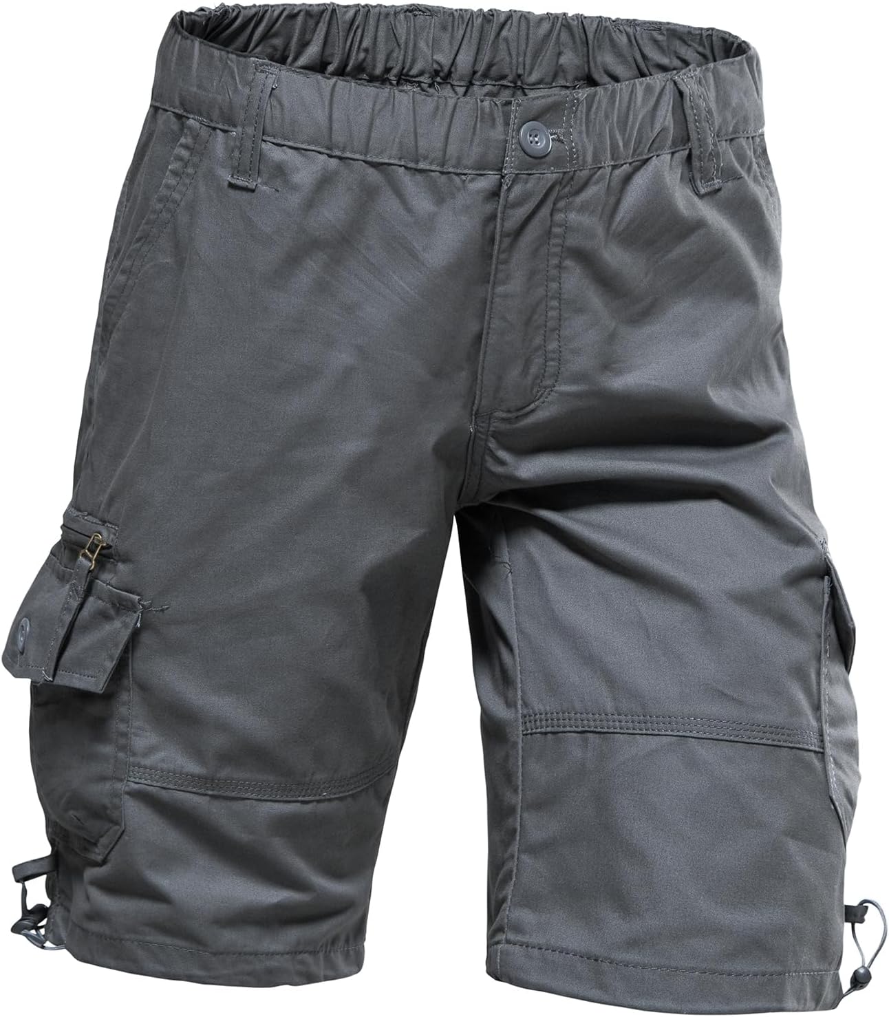 Mylldey Mens Cargo Shorts Elastic Waist Cotton Shorts Relaxed Fit Casual Summer Hiking Shorts with Multi Pockets