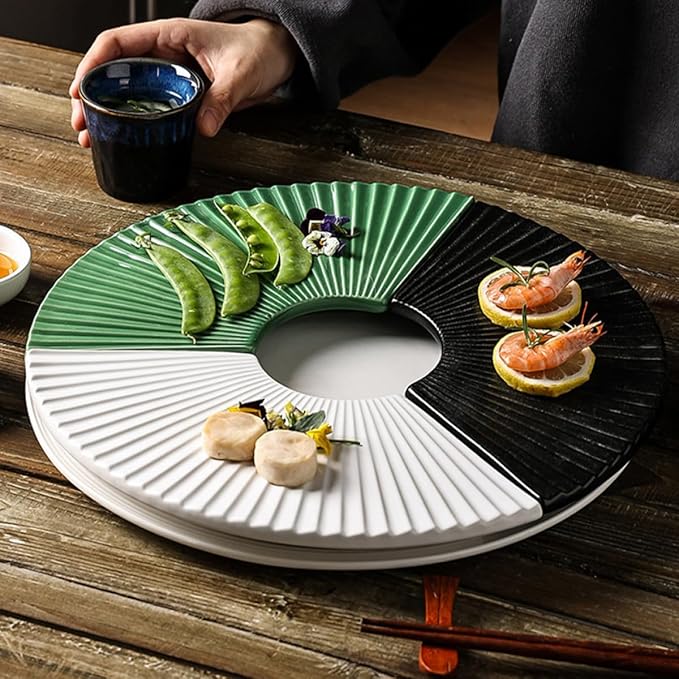 Plato Cerámico Sushi Abanico Blanco 27.7 cm miniatura 9