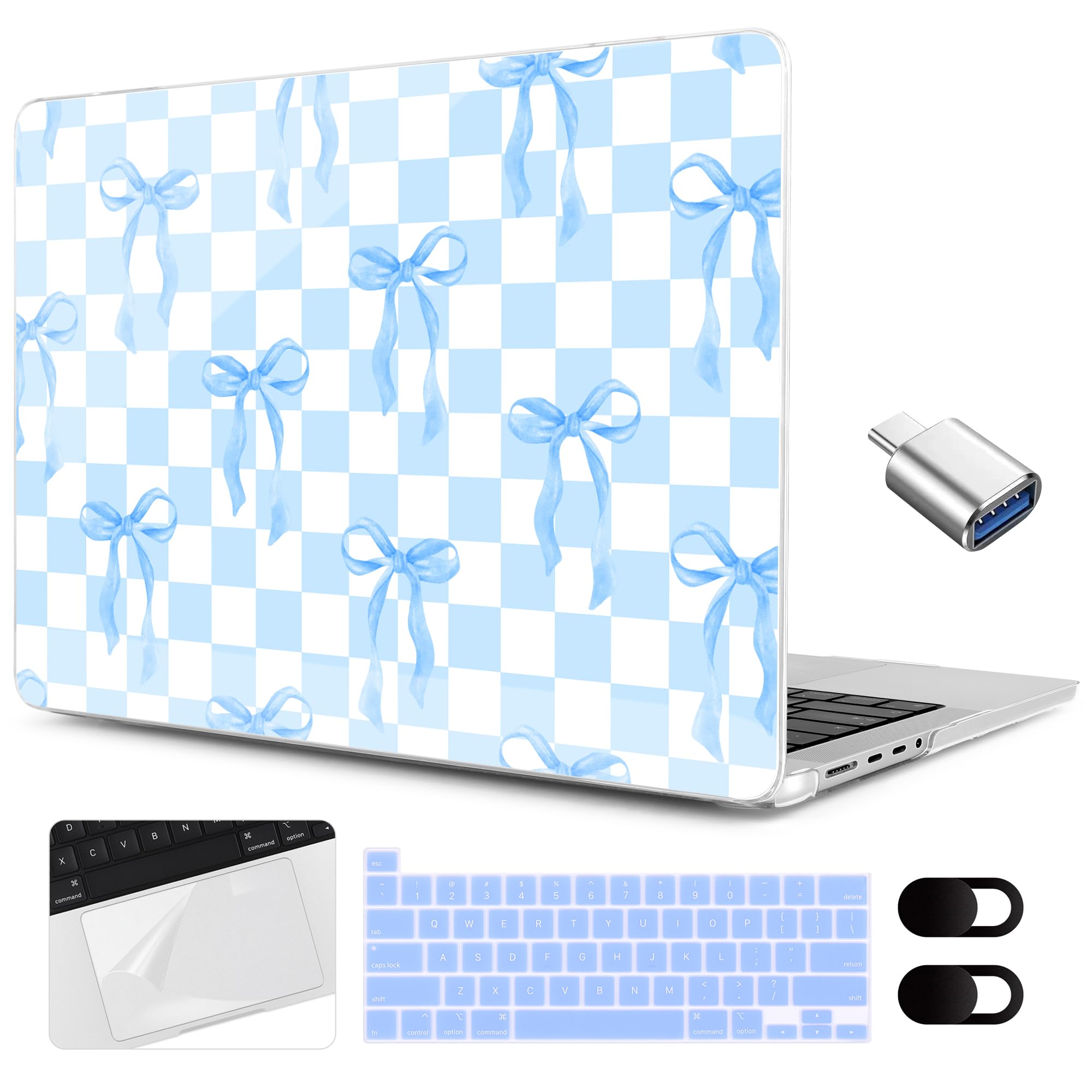 Funda MacBook Pro 13 A2338 M2 M1 rígida transparente con protector de teclado 7