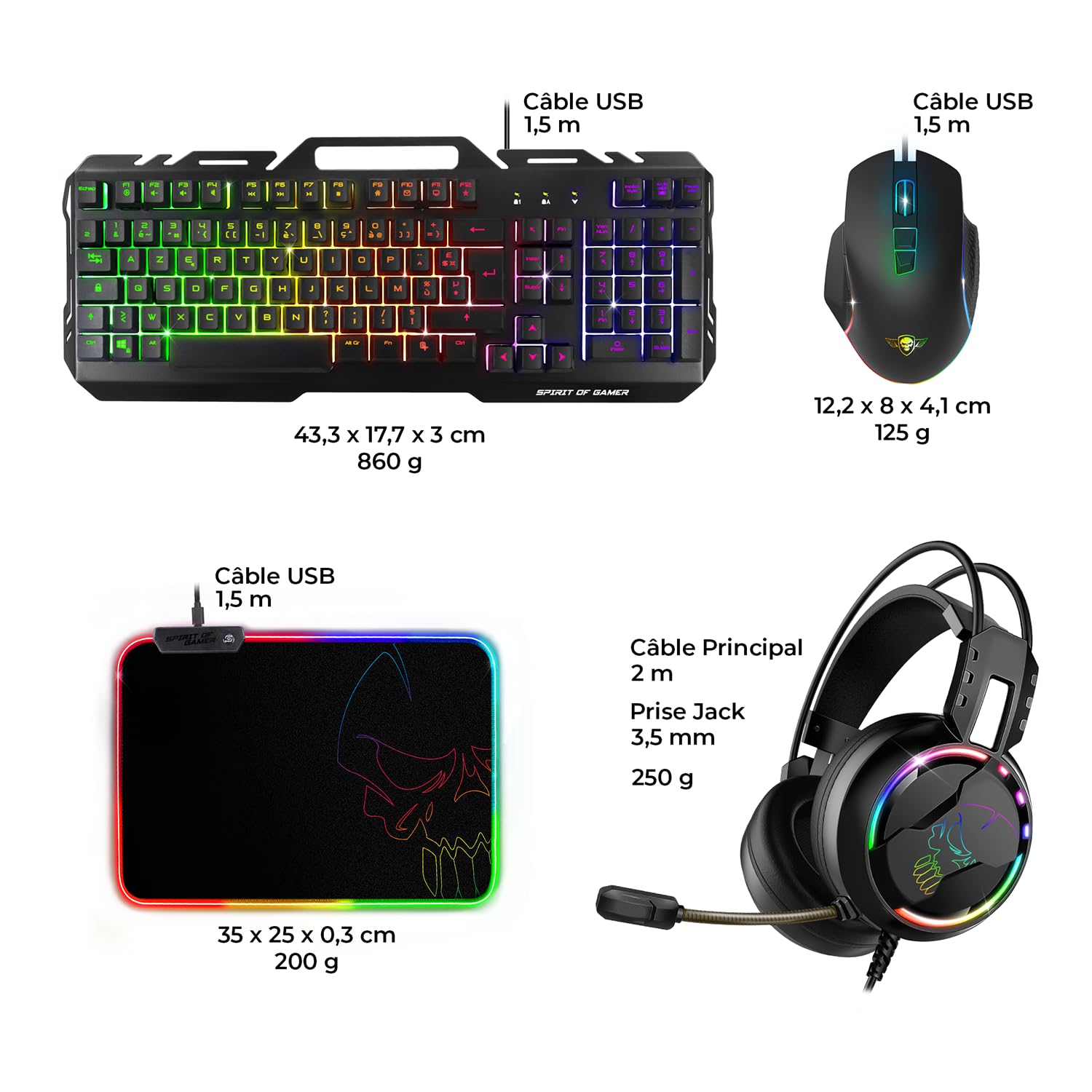Spirit Of Gamer Ultimate 300 4 en 1 Teclado Ratón Auriculares Pack Gamer