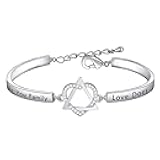 FEELMEM Adoption Jewelry Adoption Symbol Heart Triangle Charm Bracelet DNA Doesn't Make You Family Love Does Adoption Jewelry