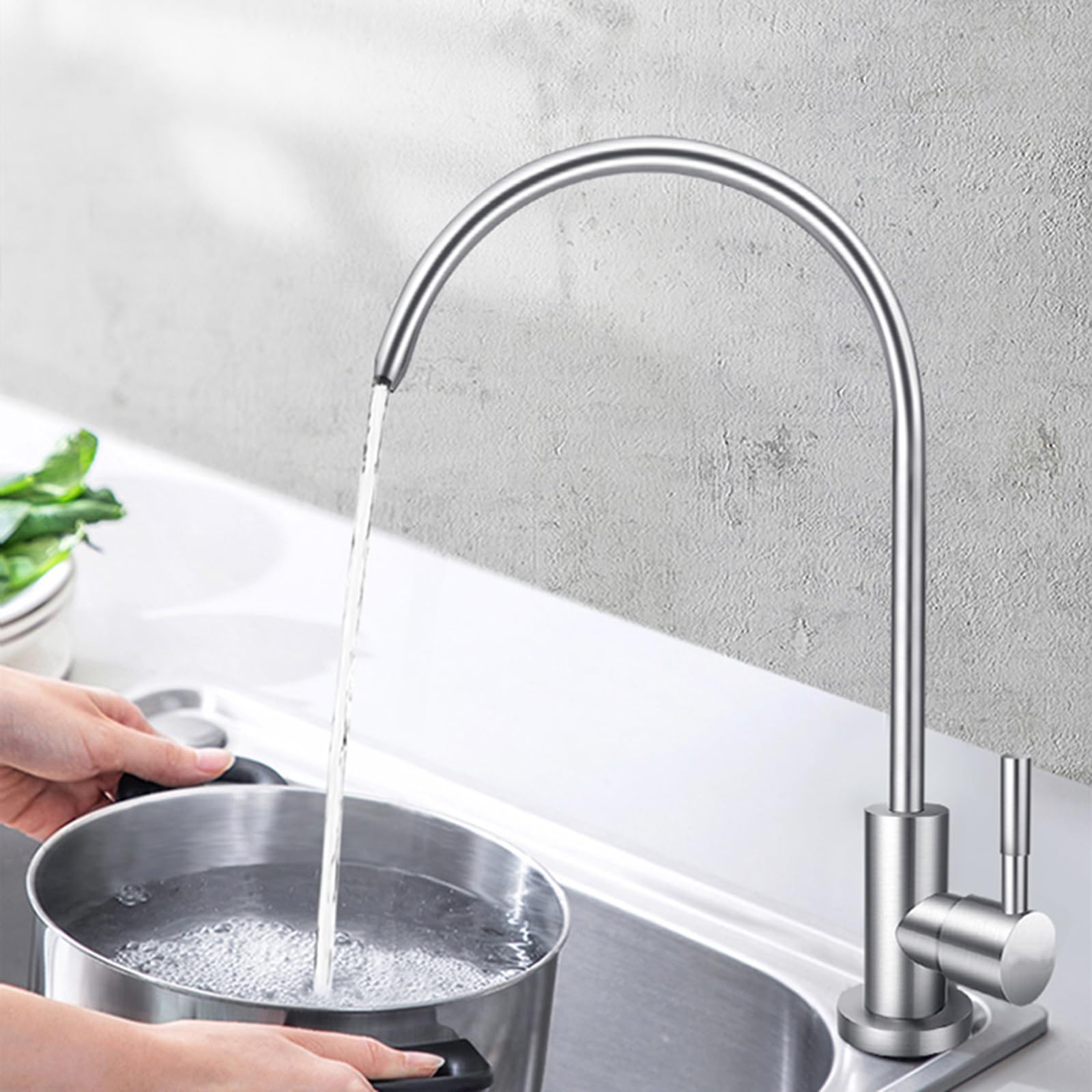 WDSOPK faucet Kitchen Sink Faucet Swan Neck Filter Brushed Swivel Drinking Water Tap