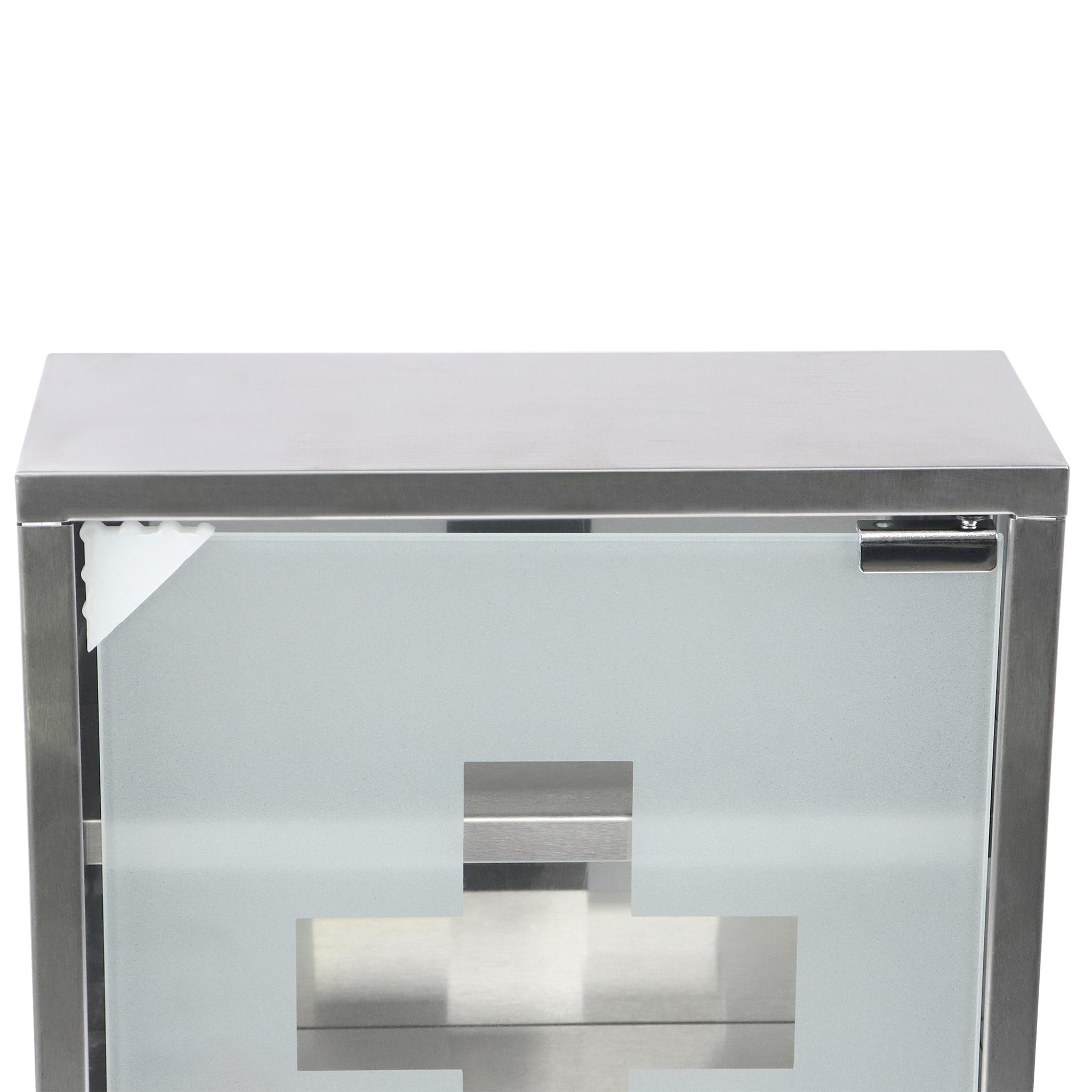 LILIIN Armoire à pharmacie en acier inoxydable avec 3 compartiments avec porte en verre et 2 clés - Armoire de premiers secours - 30 x 12 x 50 cm