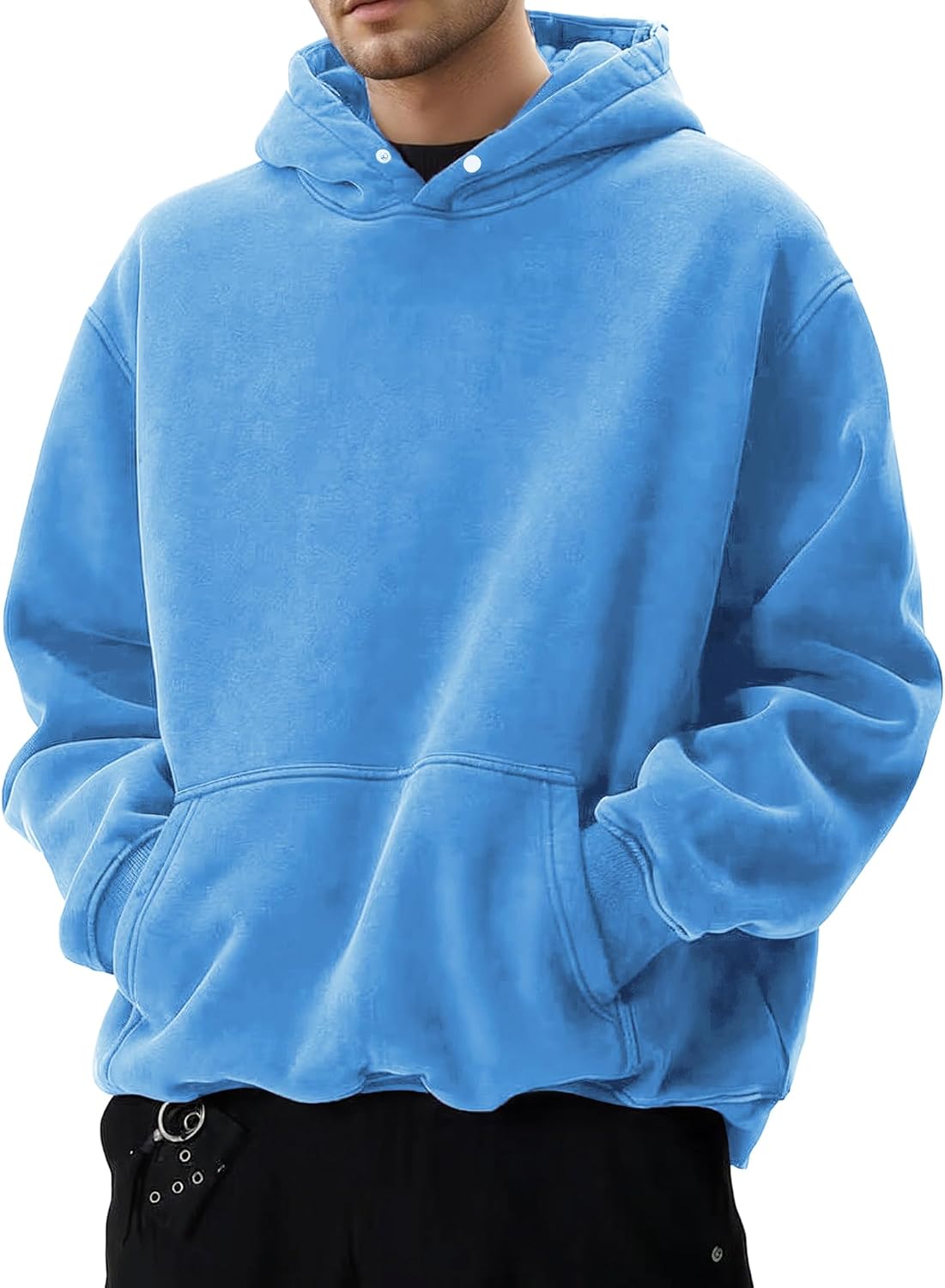 YND Mens Oversized Acid Wash Hoodie, Heavyweight Vintage Pullover for Winter, Fleece Cotton Sweatshirt, Unisex Streetwear - Image 2