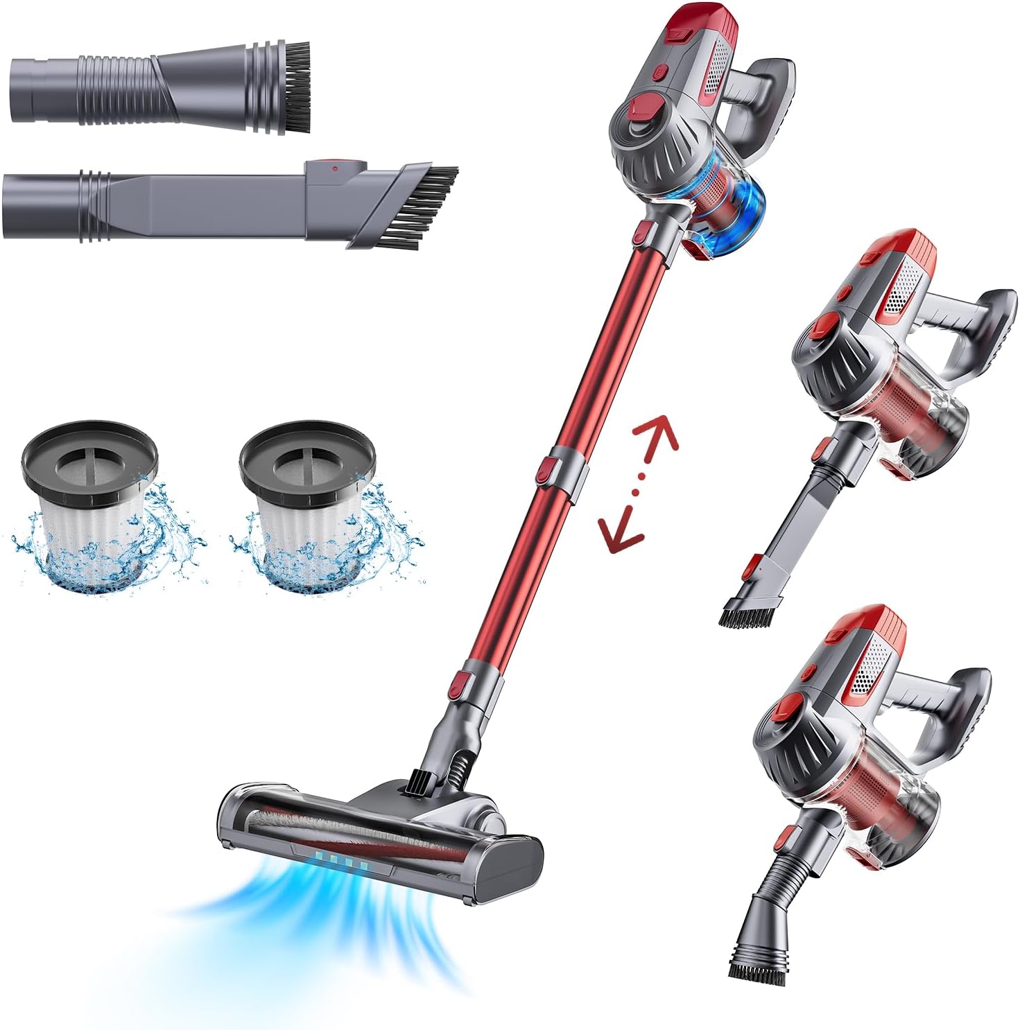 FKZ Cordless Vacuum Cleaner - 6-in-1 Lightweight Vacuum Cleaners for Home, 22Kpa Powerful Stick Vacuum with 45Mins Runtime, Removable Battery, Rechargeable Cordless Vacuum for Hardwood Floor Pet Hair