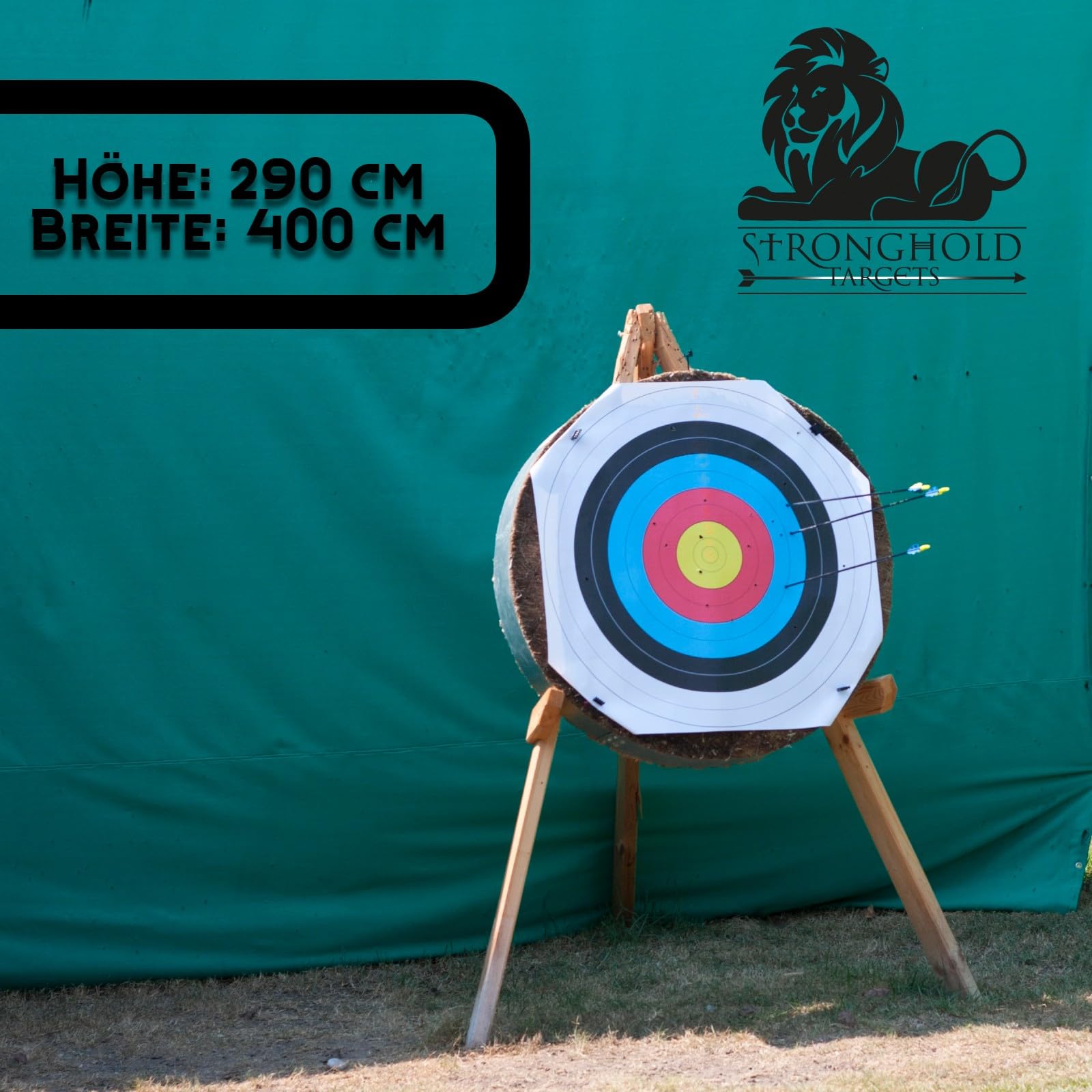 Stronghold Pfeilfangnetz, grün, 4m breit x 2,9m | Professional, hoch Fangnetz für Pfeil und Bogen Zielscheibe Pfeilfangmatte