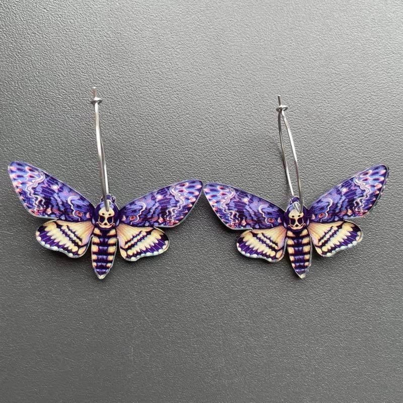 Pingyongchang 4 Pairs Butterfly Colorful Acrylic Earrings Cute Insect Moth Wing Earrings for Women Summer Vacation Jewelry3