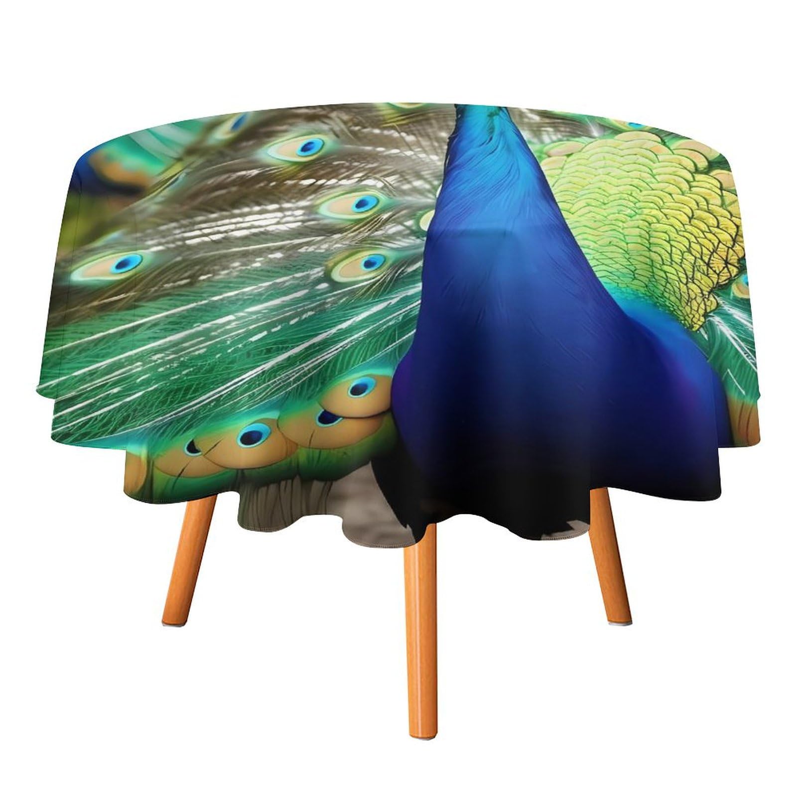 Nappe de pique-nique ronde paon imperméable pour vos déjeuners et repas en plein air