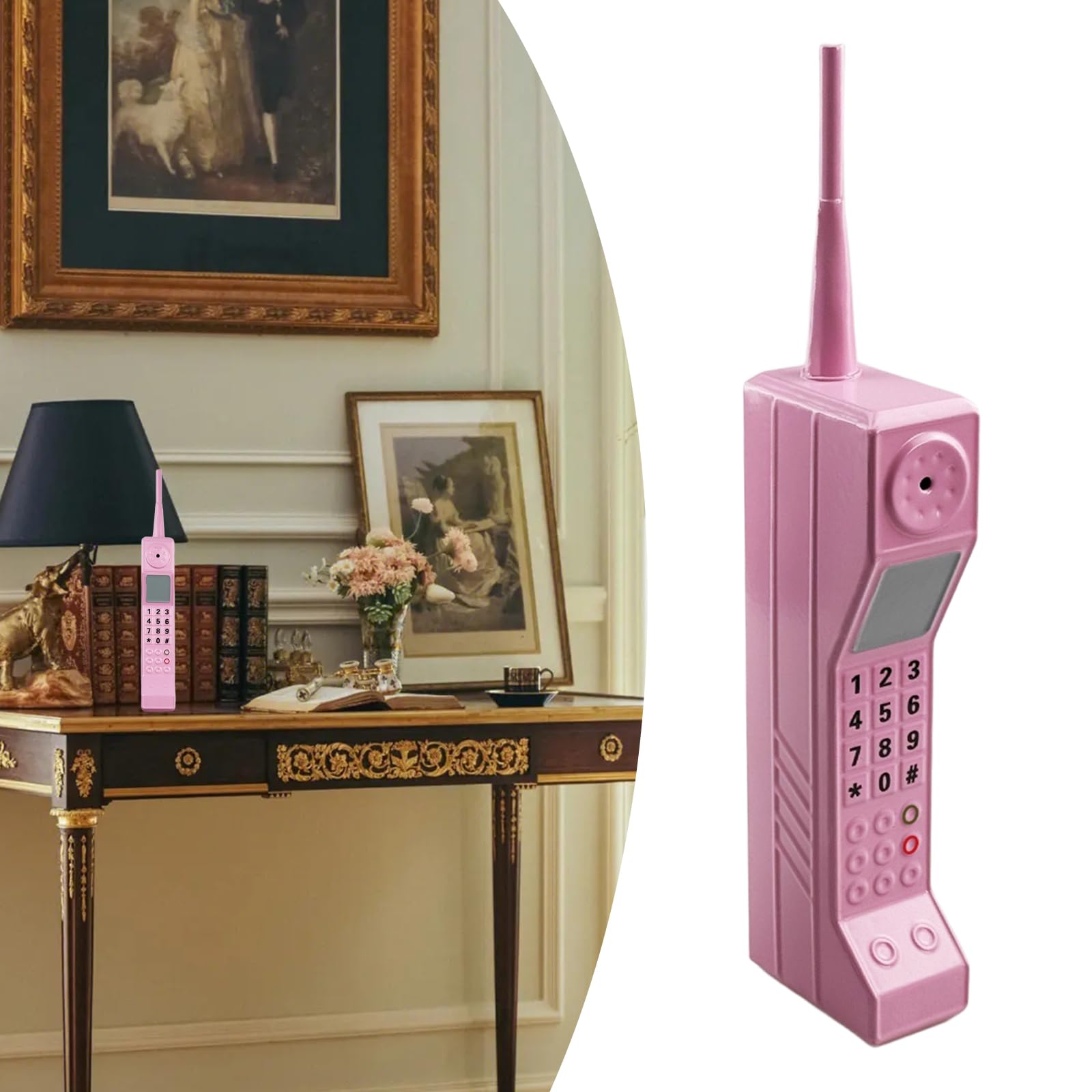 Retro-akcesorium do telefonu komórkowego, lata 80, 90, akcesorium do symulacji telefonu, stylizowane ozdoby, ceglana tekstura telefonu komórkowego do domu / salonu / dekoracji / biura / imprezy
