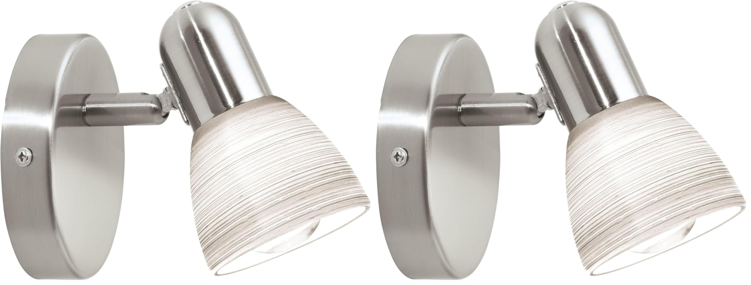 Eglo Lampada da parete Dakar 1, applique per interni, spot da parete in acciaio argento, vetro opalino con tecnica di sfumatura, bianco, attacco E14 (Confezione da 2)