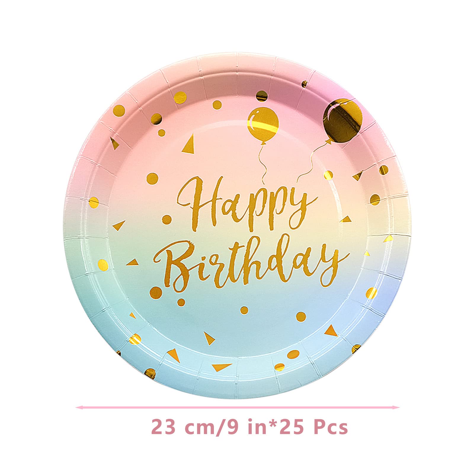Happy Birthday Teller & Servietten Set – 50 Stück, 22,9 Cm, Bunte Punkte, Einweg-Papier