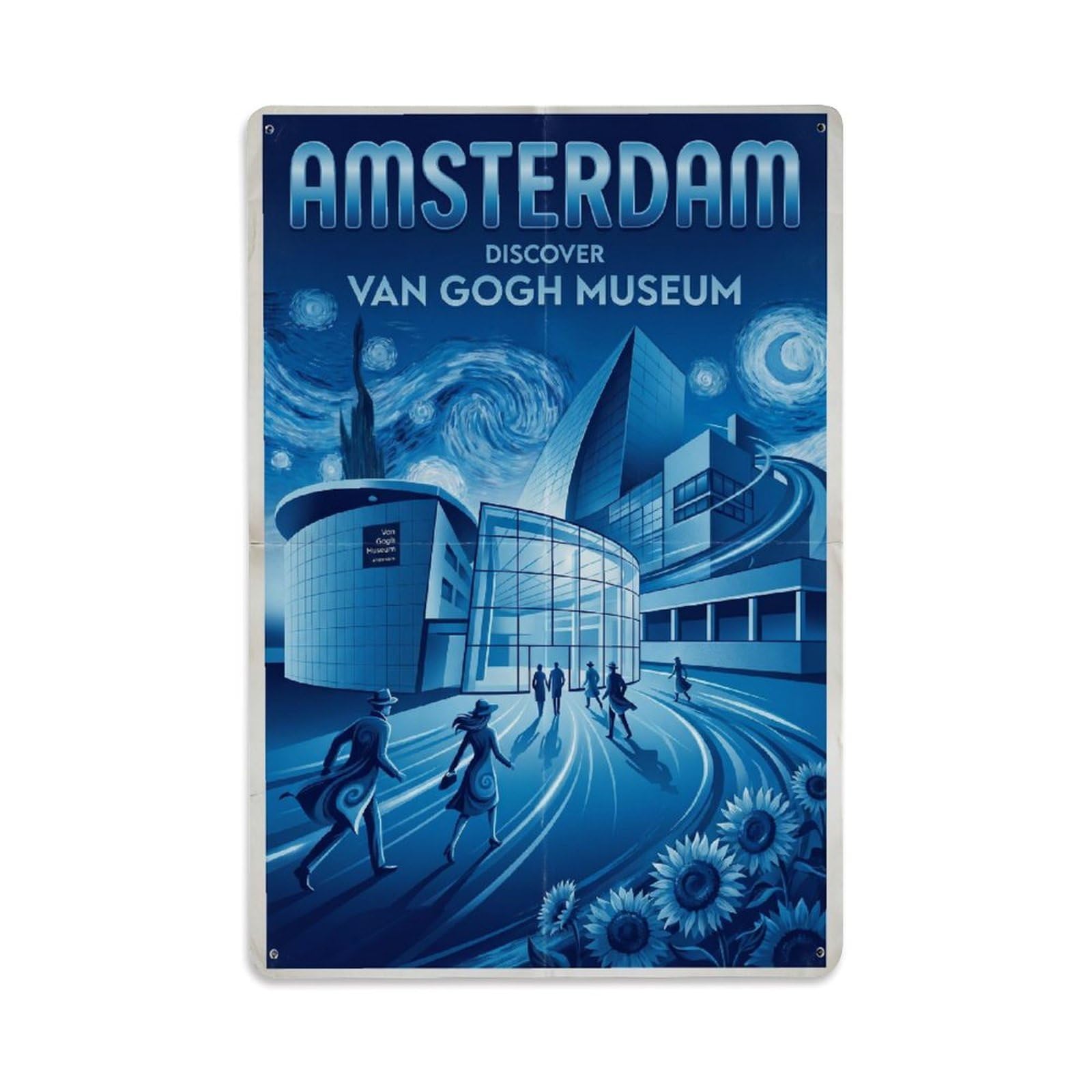 Este 8X12inch Style Vintage Travel Amsterdam Netherlands Gleaming Metal Tin Sign